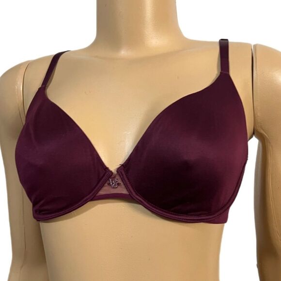 Victoria’s Secret Supersoft Satiny Fabulous unlined semi demi bra burgundy wine - Picture 2 of 4